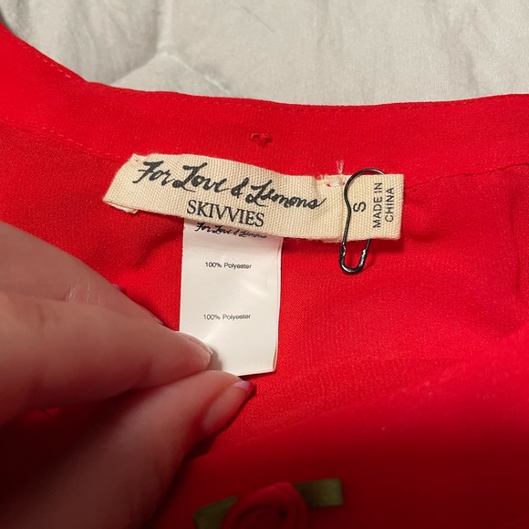 For Love and Lemons Red Rosette Lingerie Sheer Set RARE! S/M - Picture 6 of 6